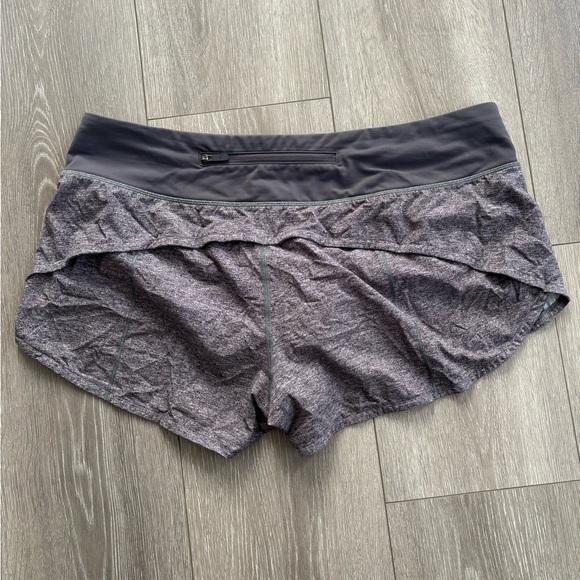 Lululemon Run Times Shorts Size 10 Heathered Gray Lined Zip Pocket - Picture 2 of 3